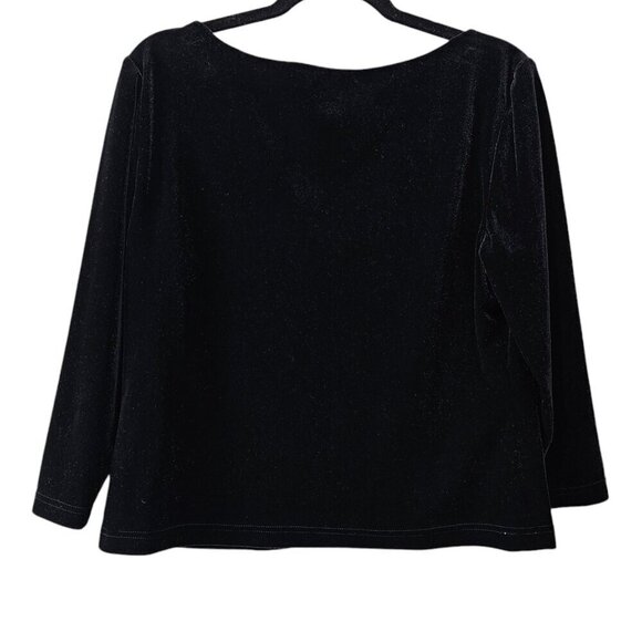 Adrianna Papell Evening Essentials Black Velvet & Sequin Top - Picture 4 of 5